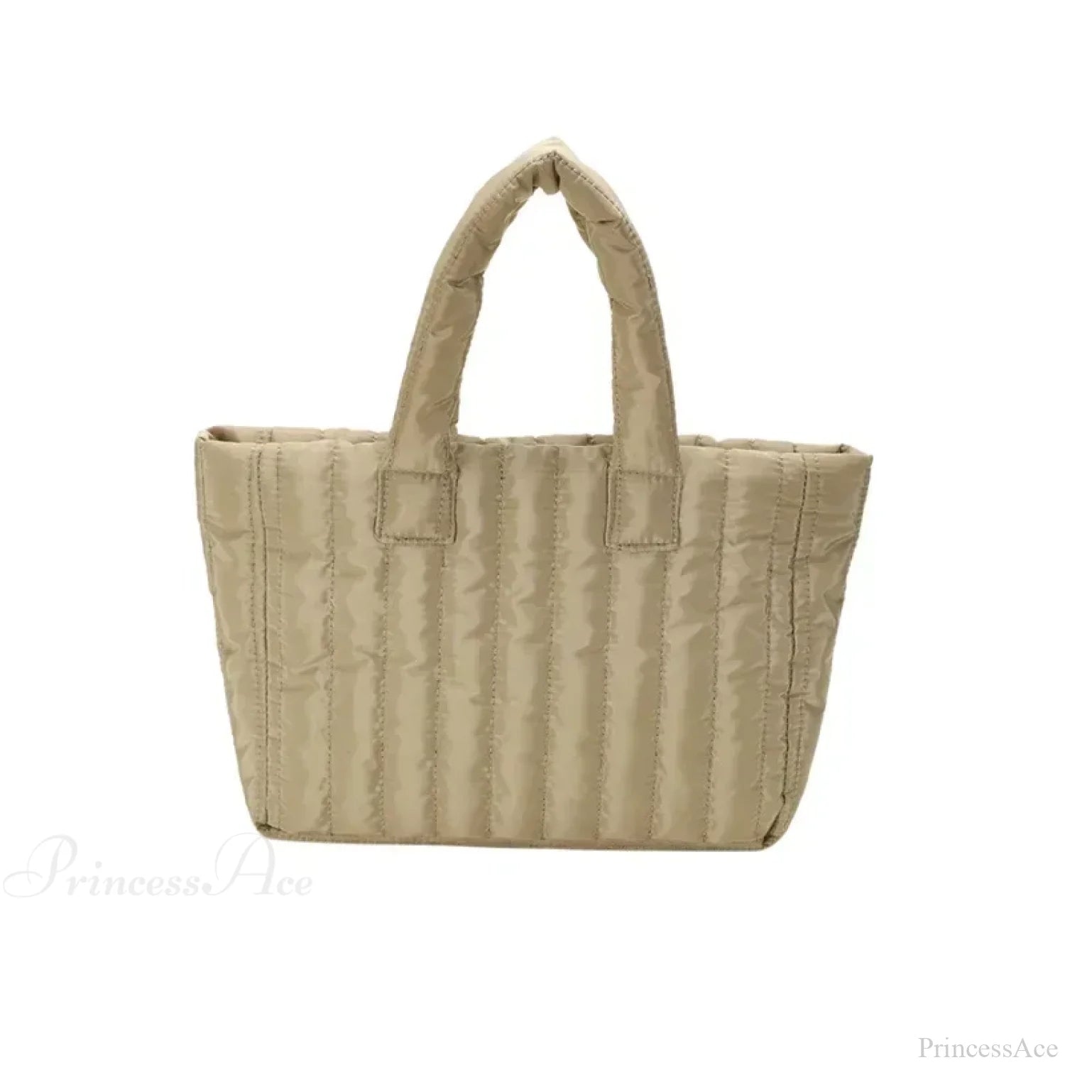 Cotton Padded Quilted Solid Color Commuter Handbag Khaki handbag-250126