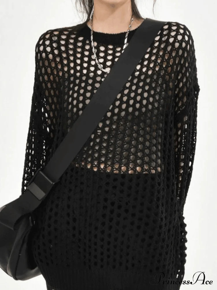 Crochet Long Sleeve Trendy Maxi Beach Dress Sweaters