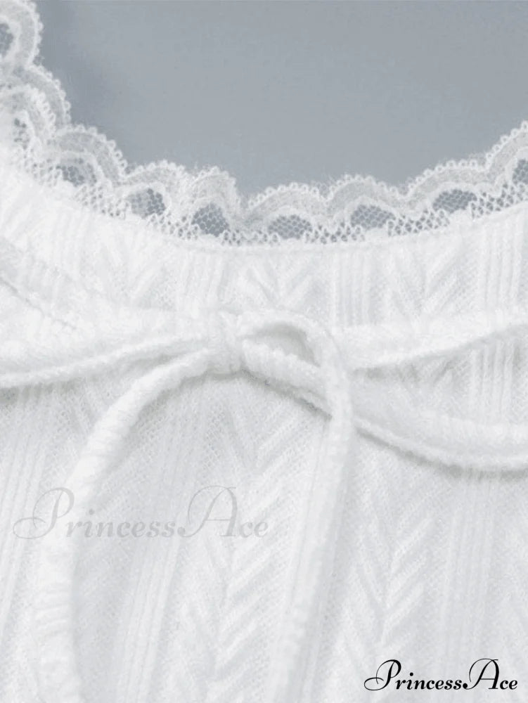 Cropped Lace Trim Trendy Rib Cami Top Tops&Tees