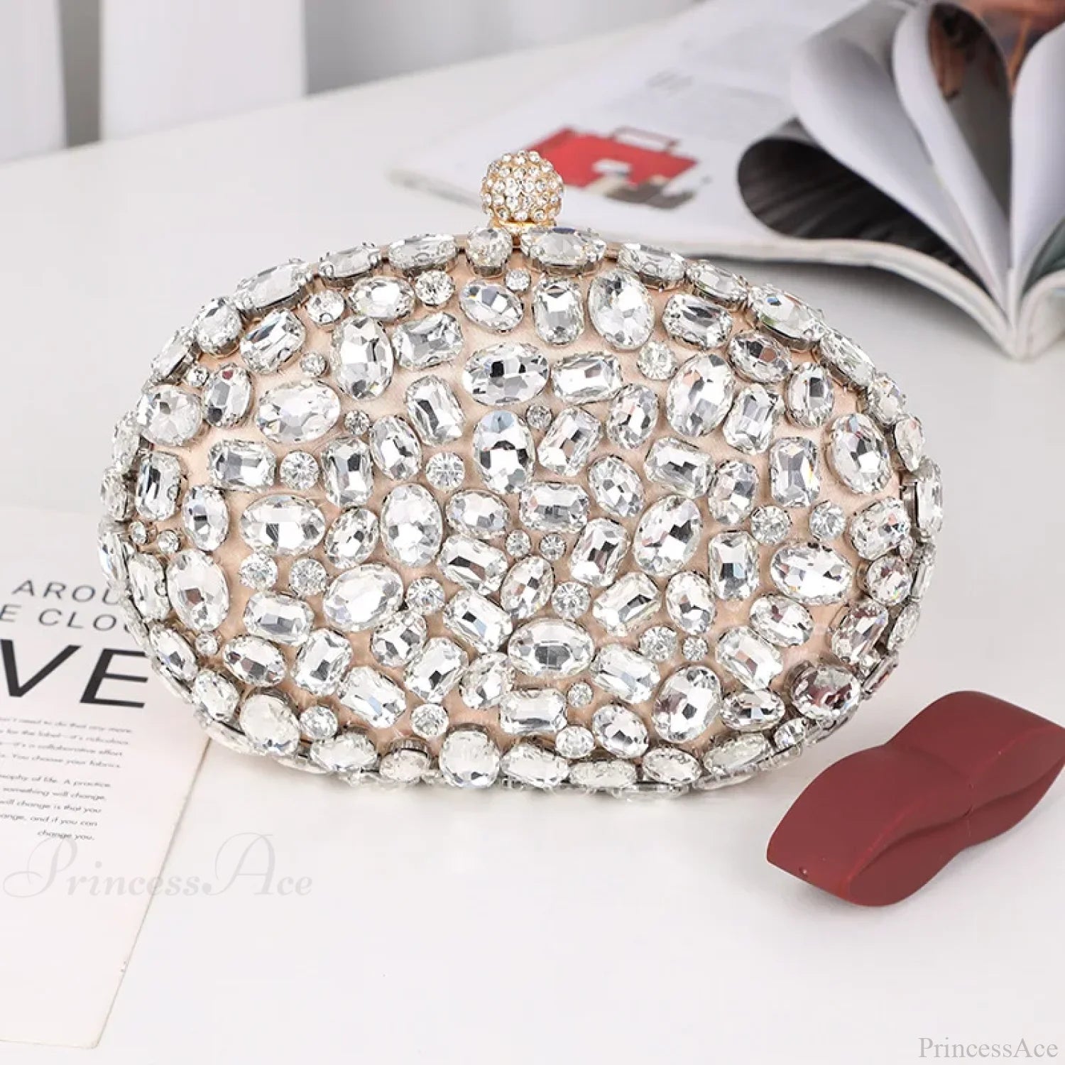 Crystal Diamond Evening Bag Birthday Party Wedding Clutch Champagne clutchbag-250126
