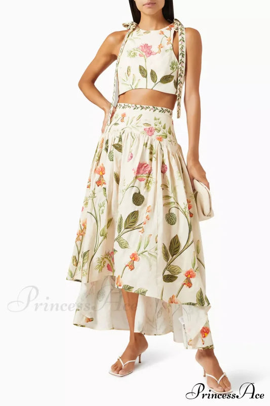 Curua Cultivo Maxi Skirt Graceful and Top in Linen Set