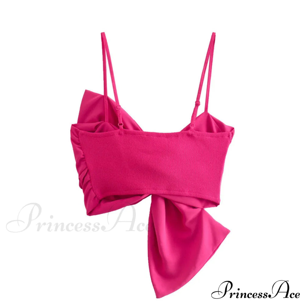 Cute Animal Graceful Print Crop Top L / Hot Pink Tank Tops