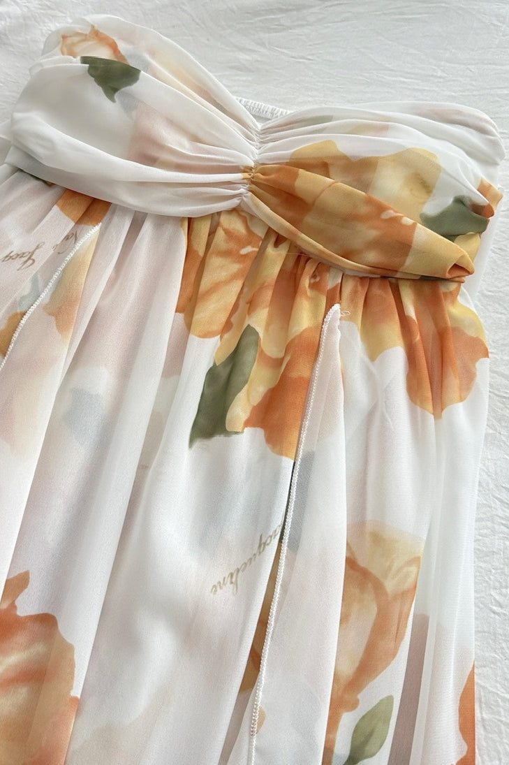 Floral Backless Halter Maxi Dress