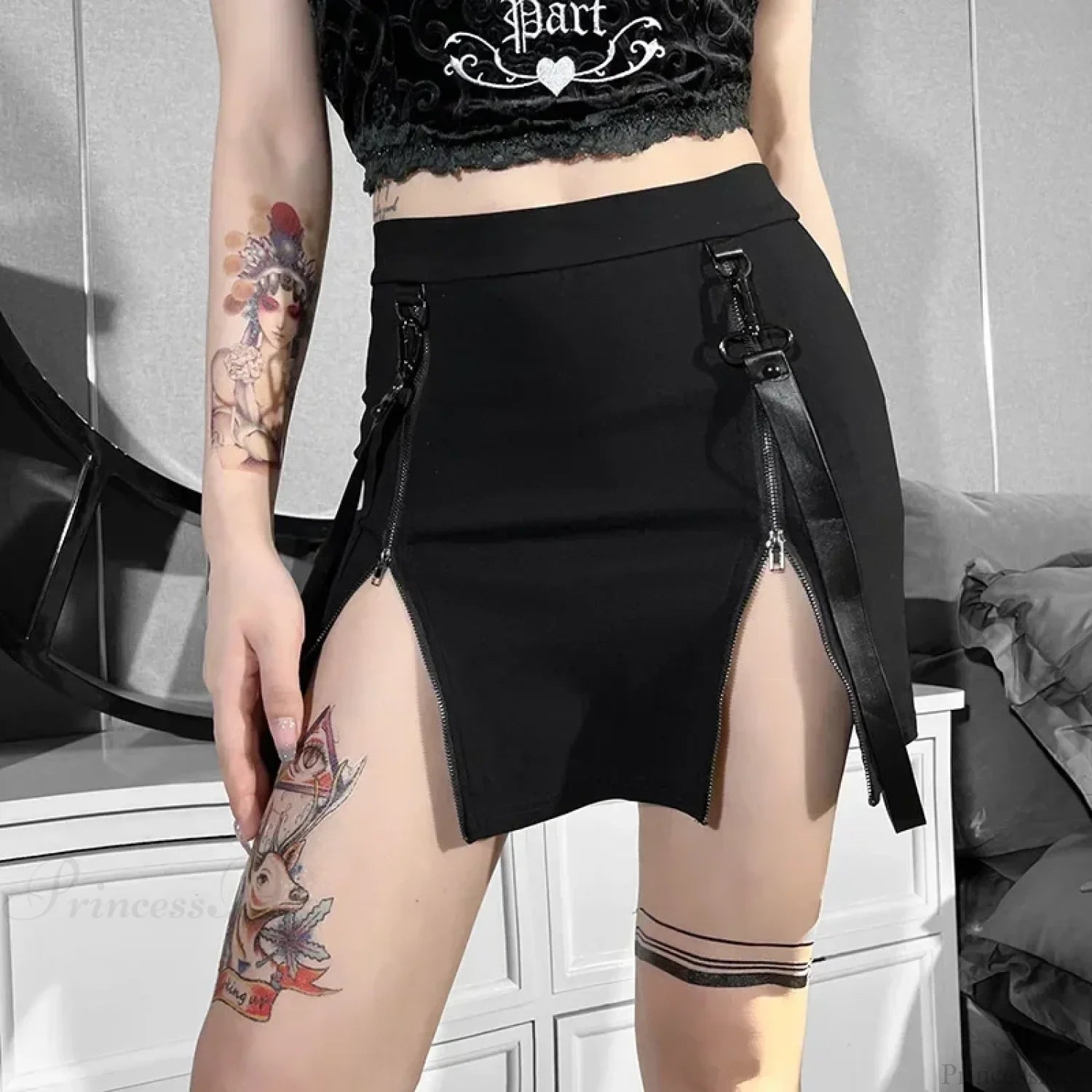 Double Zipper Gothic Hip Skirt
