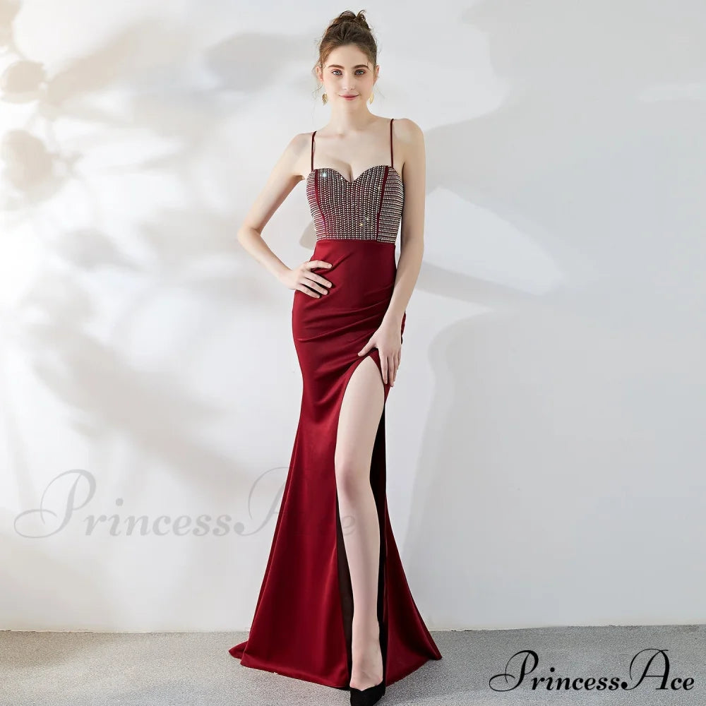 Dulce Hot Stone Sling Long Dress - Lady Occasions