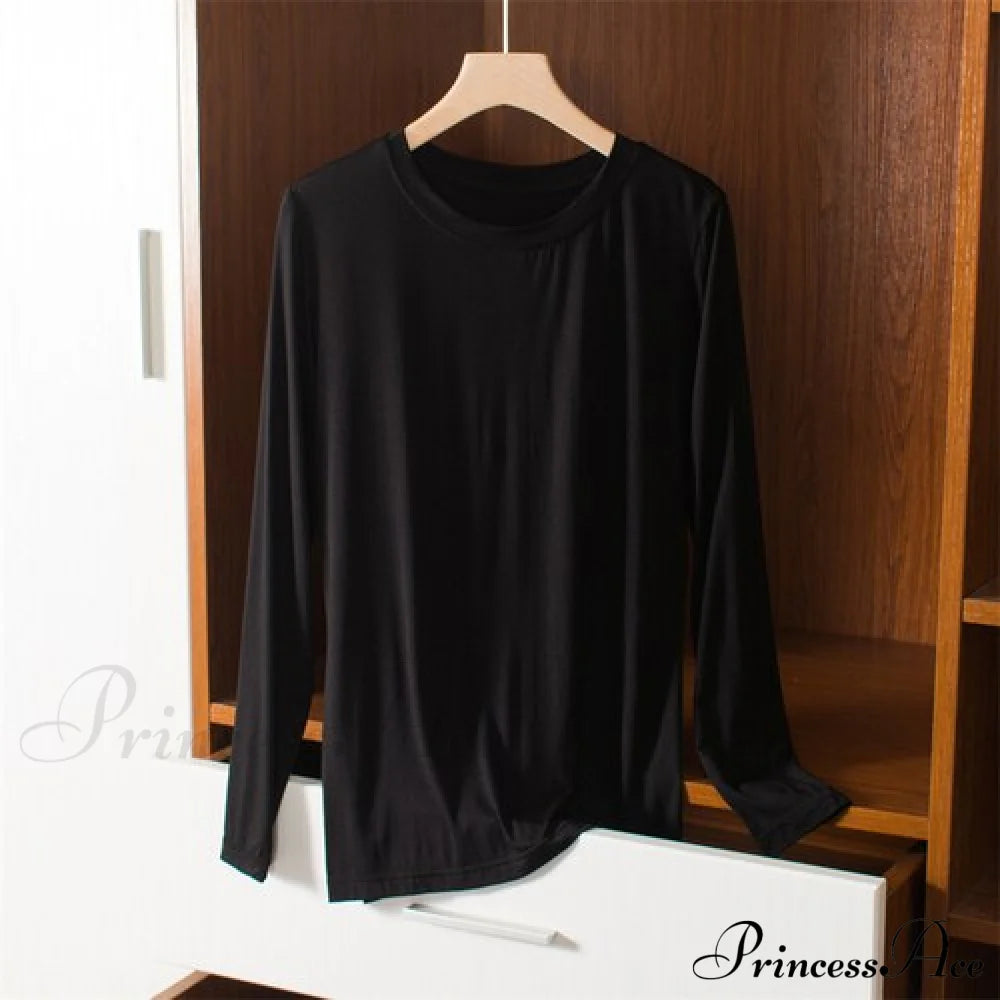 Elastic Long Sleeve Bottomed T-Shirt Black / M