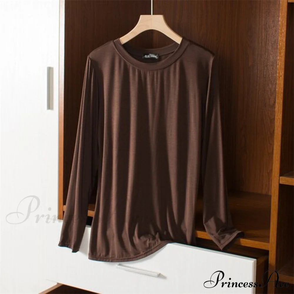 Elastic Long Sleeve Bottomed T-Shirt Coffee / M
