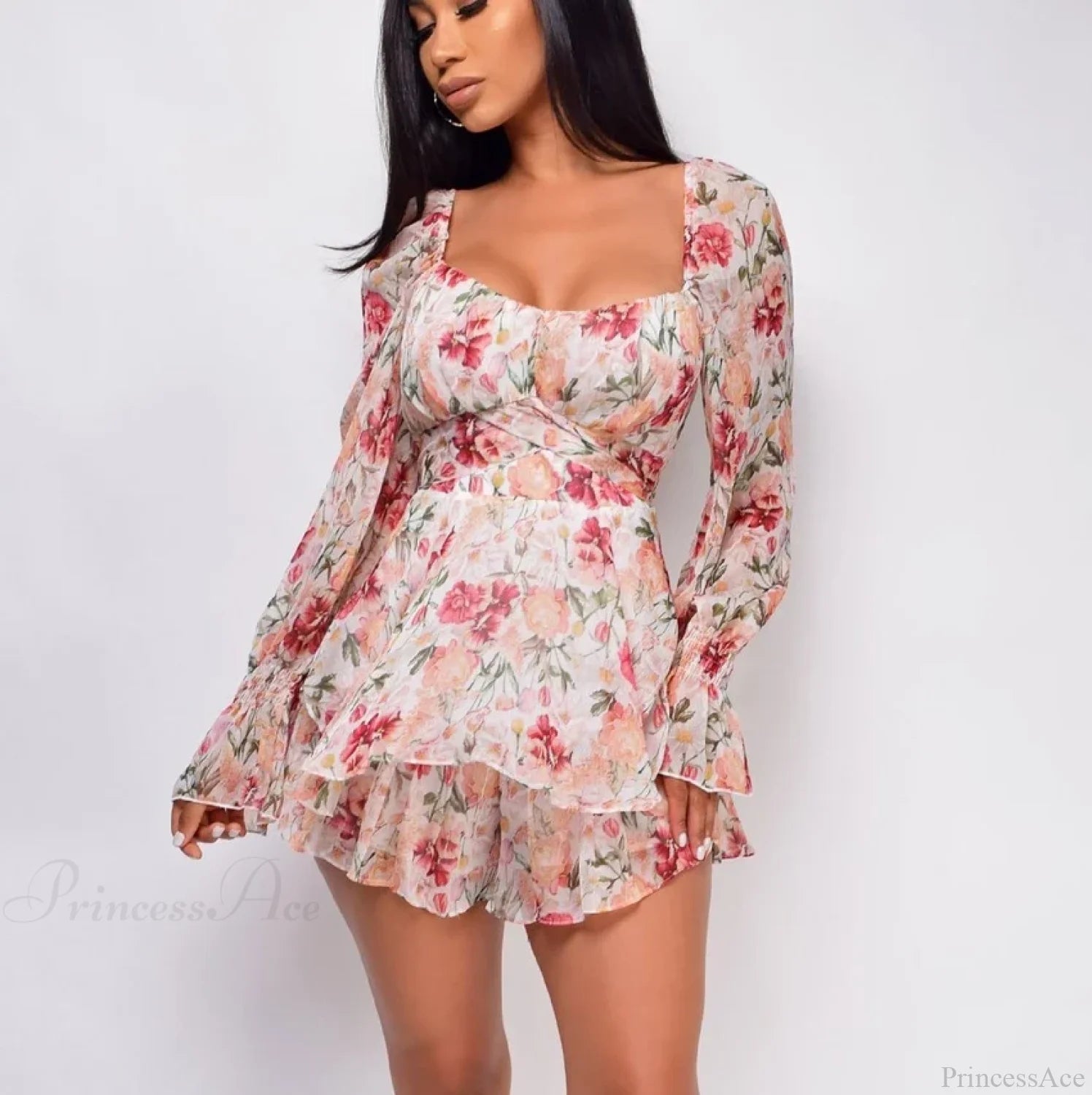 Elegant Bobo Floral Playsuit A-Line Floral Dress Pink / S floraldress-250126