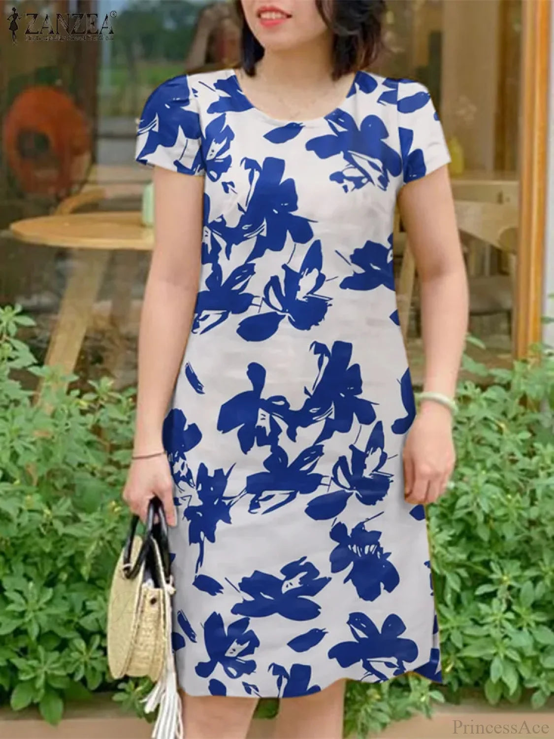 Elegant Floral Sundress Casual Floral Dress B-Blue / S oldfloraldress-250126