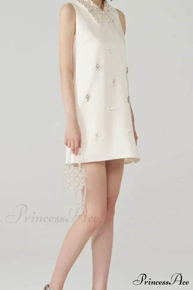 Elif Sleeveless Stylish Diamond Mini Dress