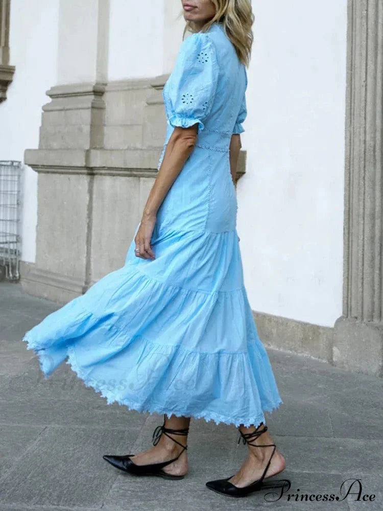 Elizabeta Elegant Maxi Dress M / Blue