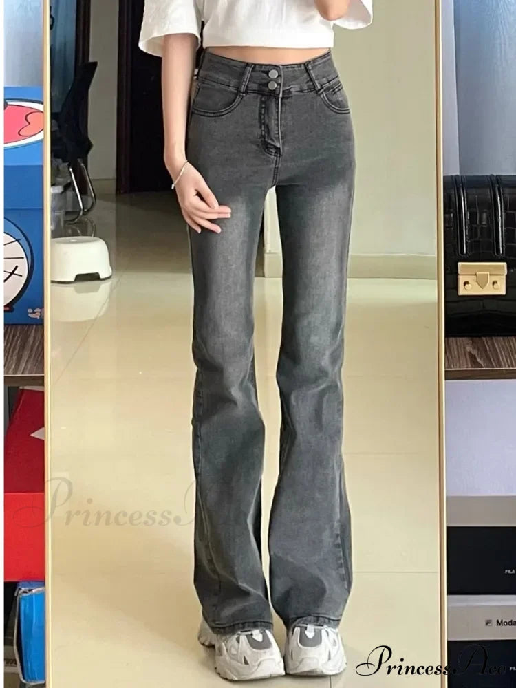 European And American Retro Brown High-Waisted Straight-Leg Loose Thin Wide-Leg Autumn Jean