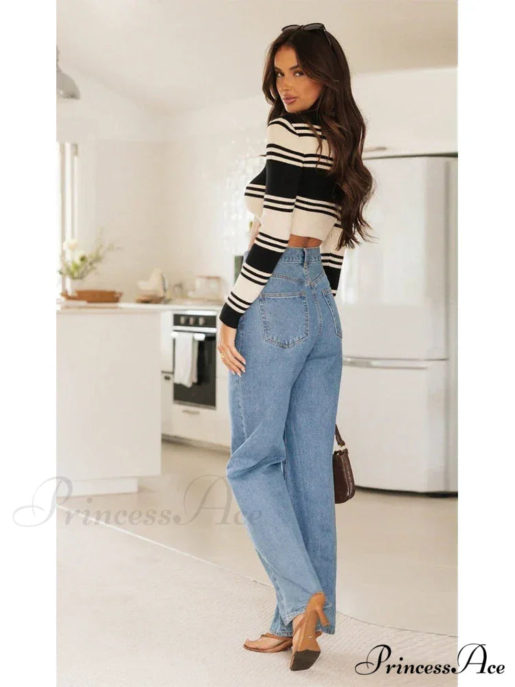 European And American Women’s Washed Fashion Long Basic Straight-Leg Pants All-Match For All