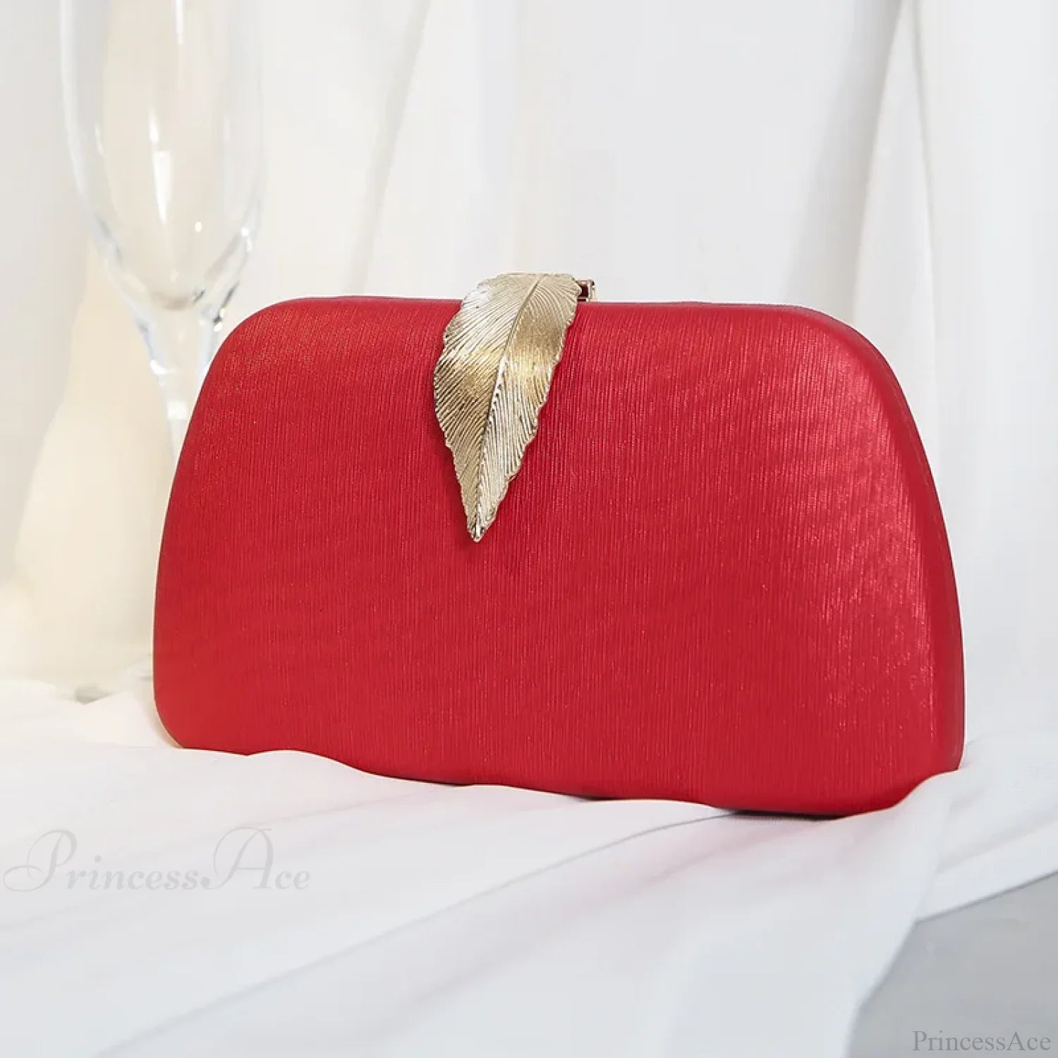 Evening Clutch Pearl Chain Handbag Wedding Cocktail Party Purse Red clutchbag-250126
