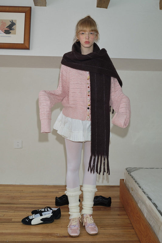 25% Wool Blend Vertical Striped Unisex Scarf