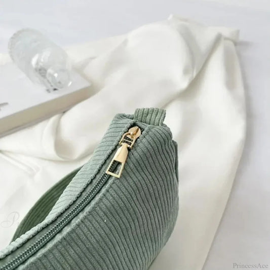 Fashion Corduroy Zipper Underarm Shoulder Bag shoulder-250126