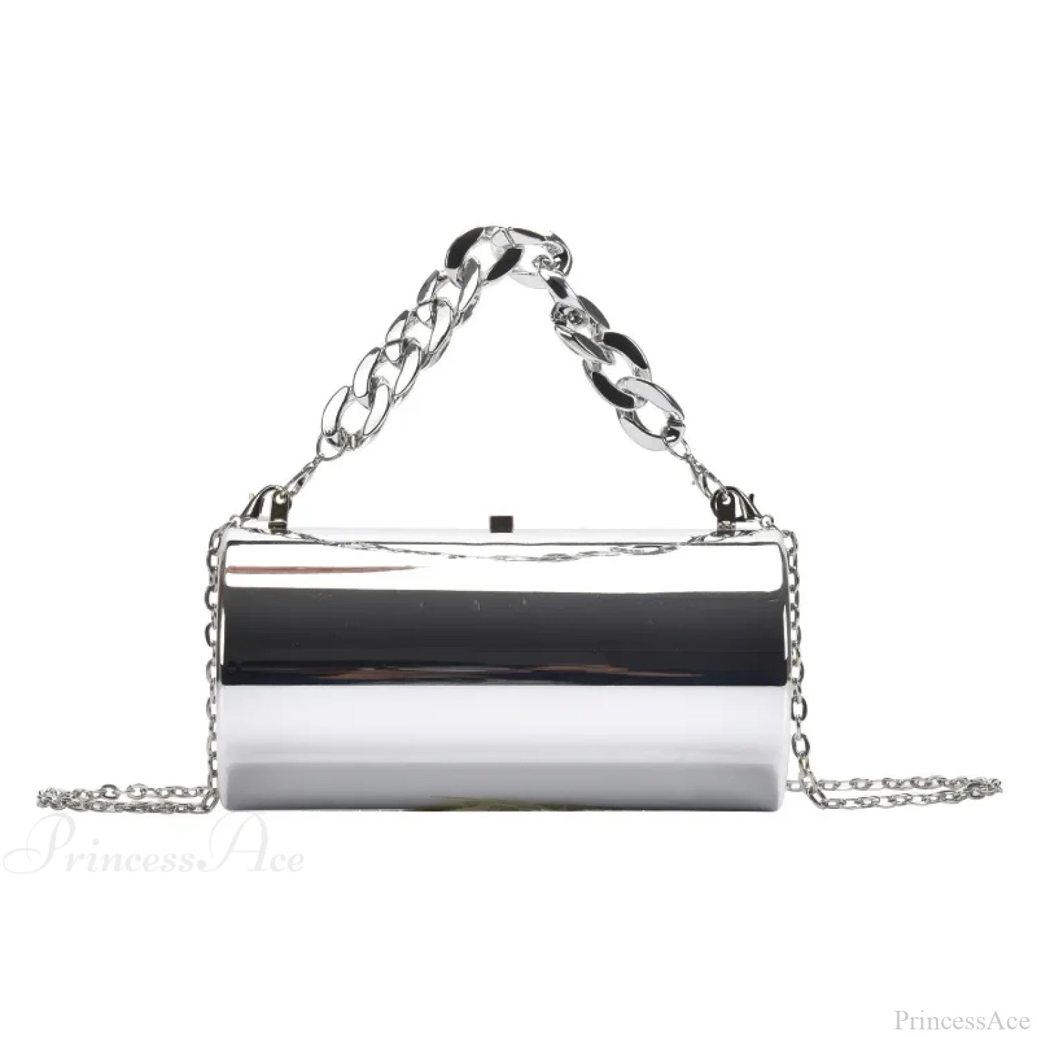 Fashion Cylinder Mini Evening Crossbody Handbag Silver handbag-250126