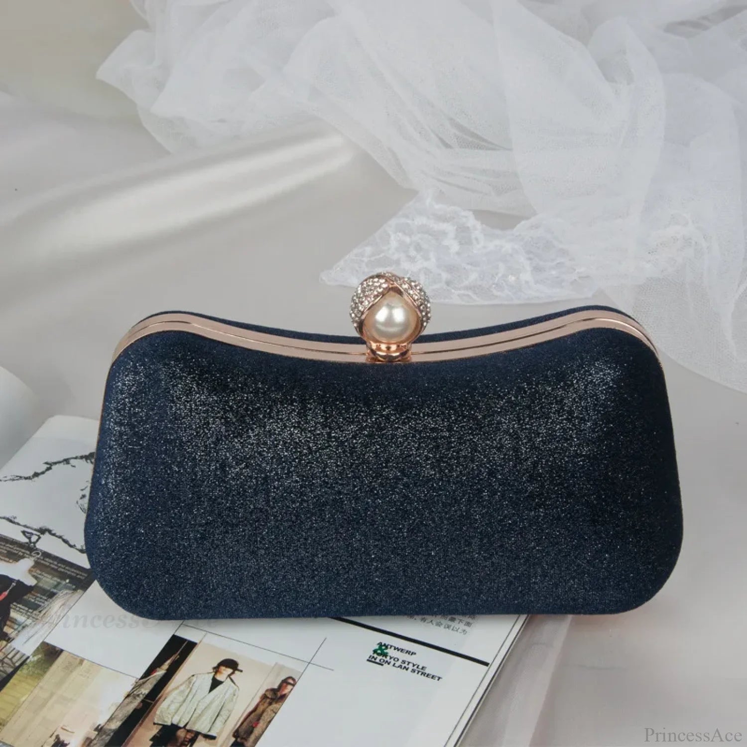 Fashion Evening Clutch Tassel Chain Shoulder Bag Dark Blue / 20x5x11cm clutchbag-250126