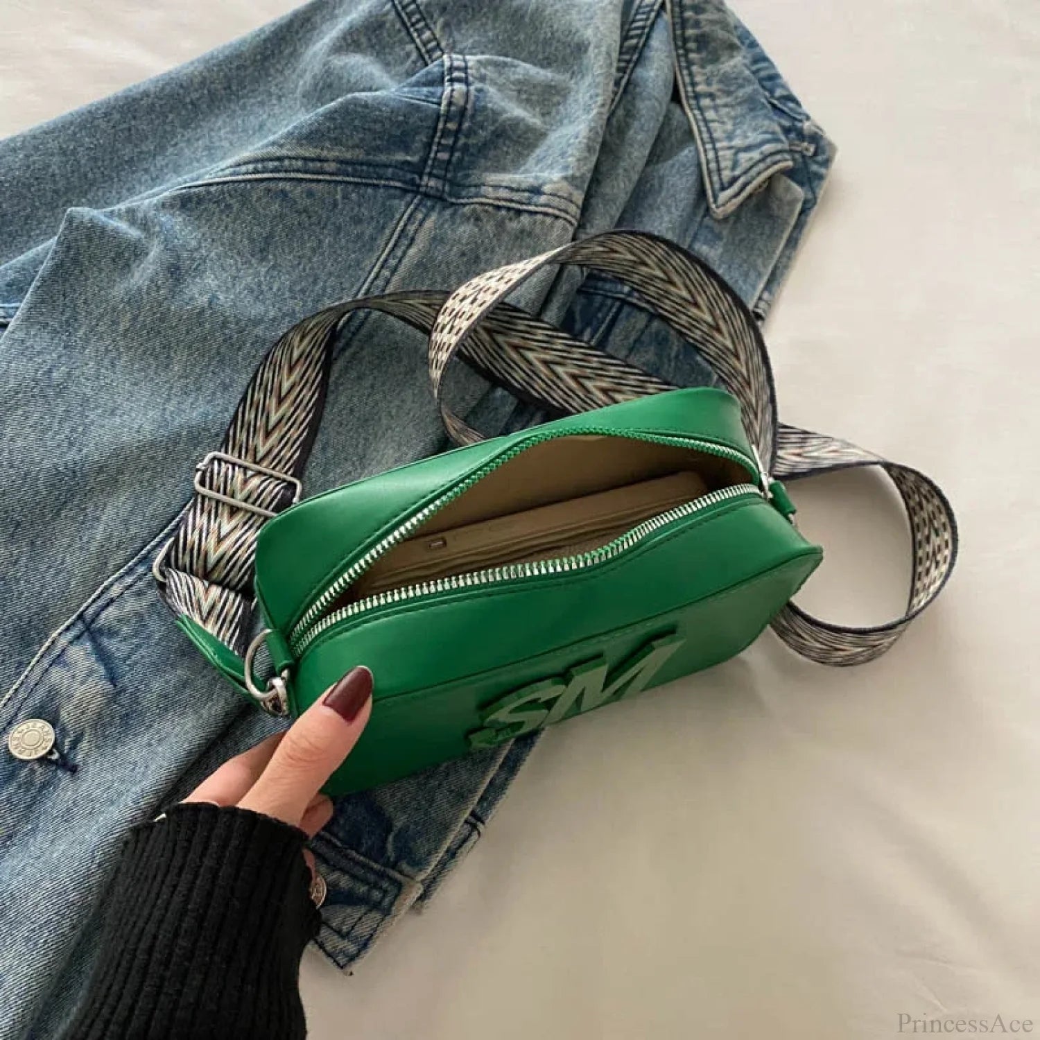 Fashion Leopard Print Letters Crossbody Bag Single Zipper Green crossbody-250126