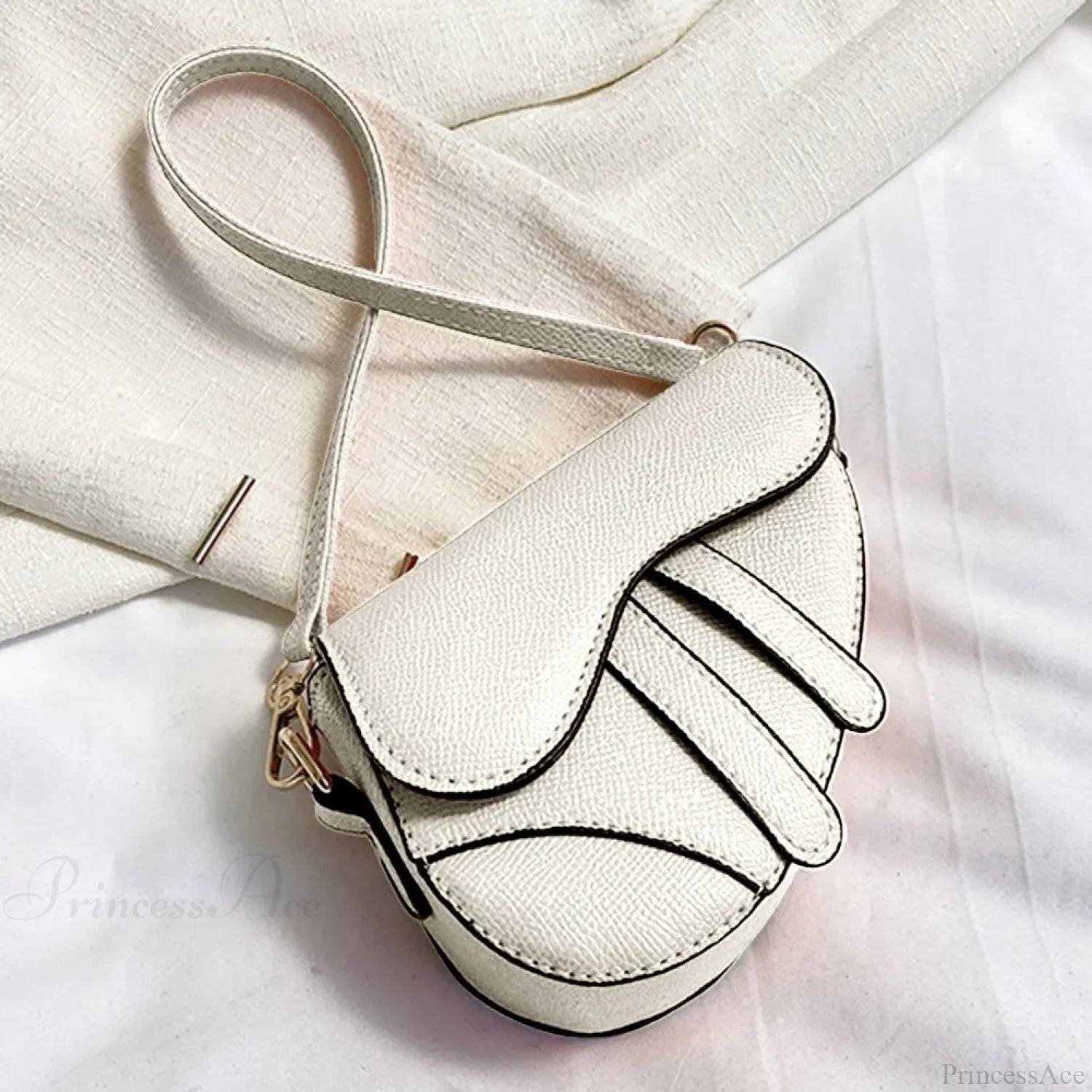 Fashion Mini Handbag Zipper Messenger Saddle Solid Color Bag White handbag-250126