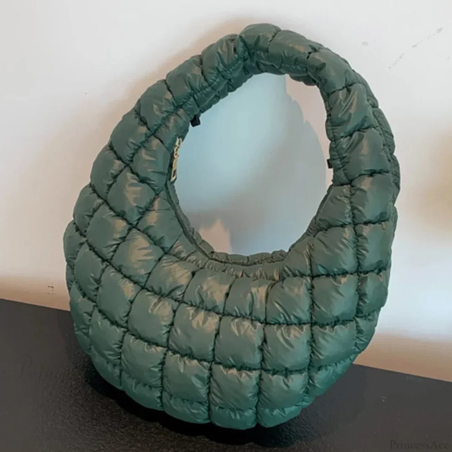 Fashion Quilted Puffer Cloud Pleated Shoulder Handbag Green handbag-250126