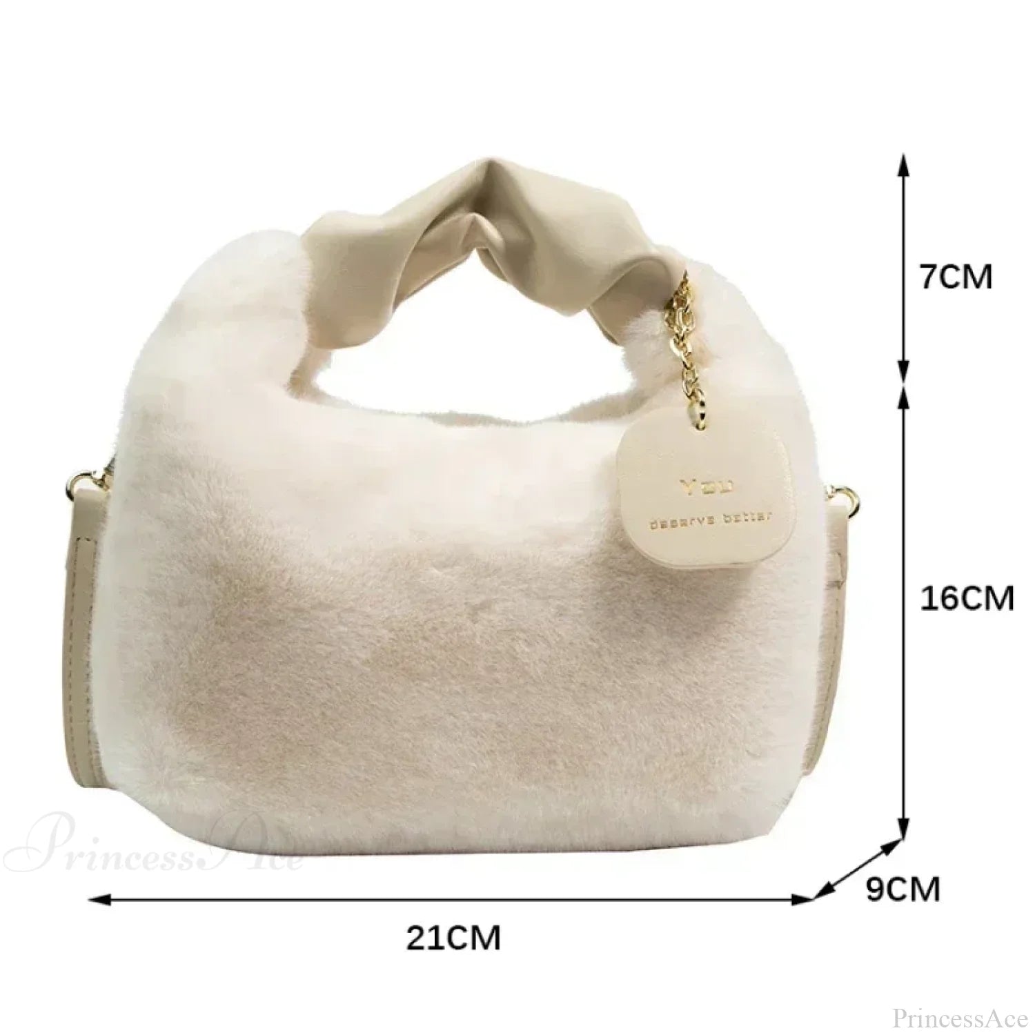 Faux Fur Plush Ruched Handle Crossbody Handbag handbag-250126