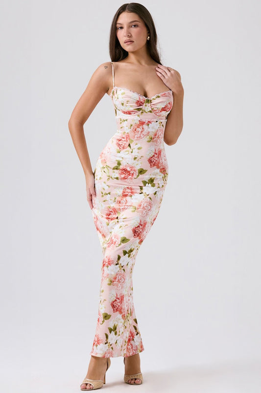 Floral Fitted Split Casual Maxi Dress