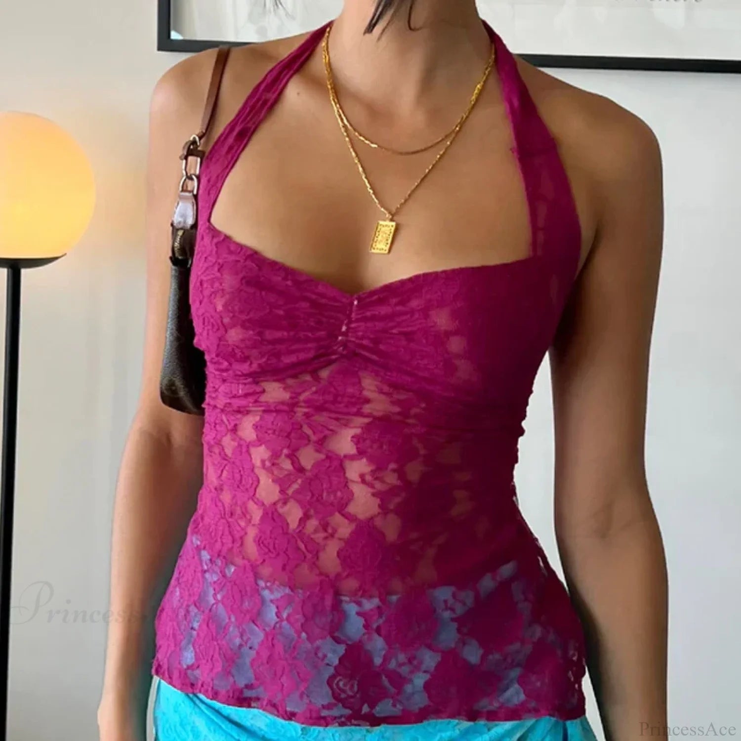 Floral Lace Mesh Sheer Backless Crop Top croptop-250126