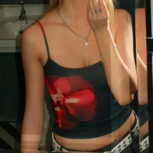 Floral Print Spaghetti Strap Summer Crop Top croptop-250126