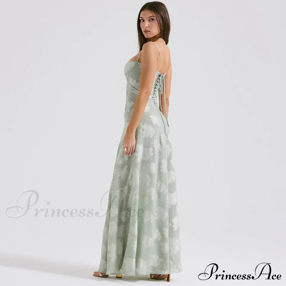 Floral Print Stylish Sheer Maxi Dress