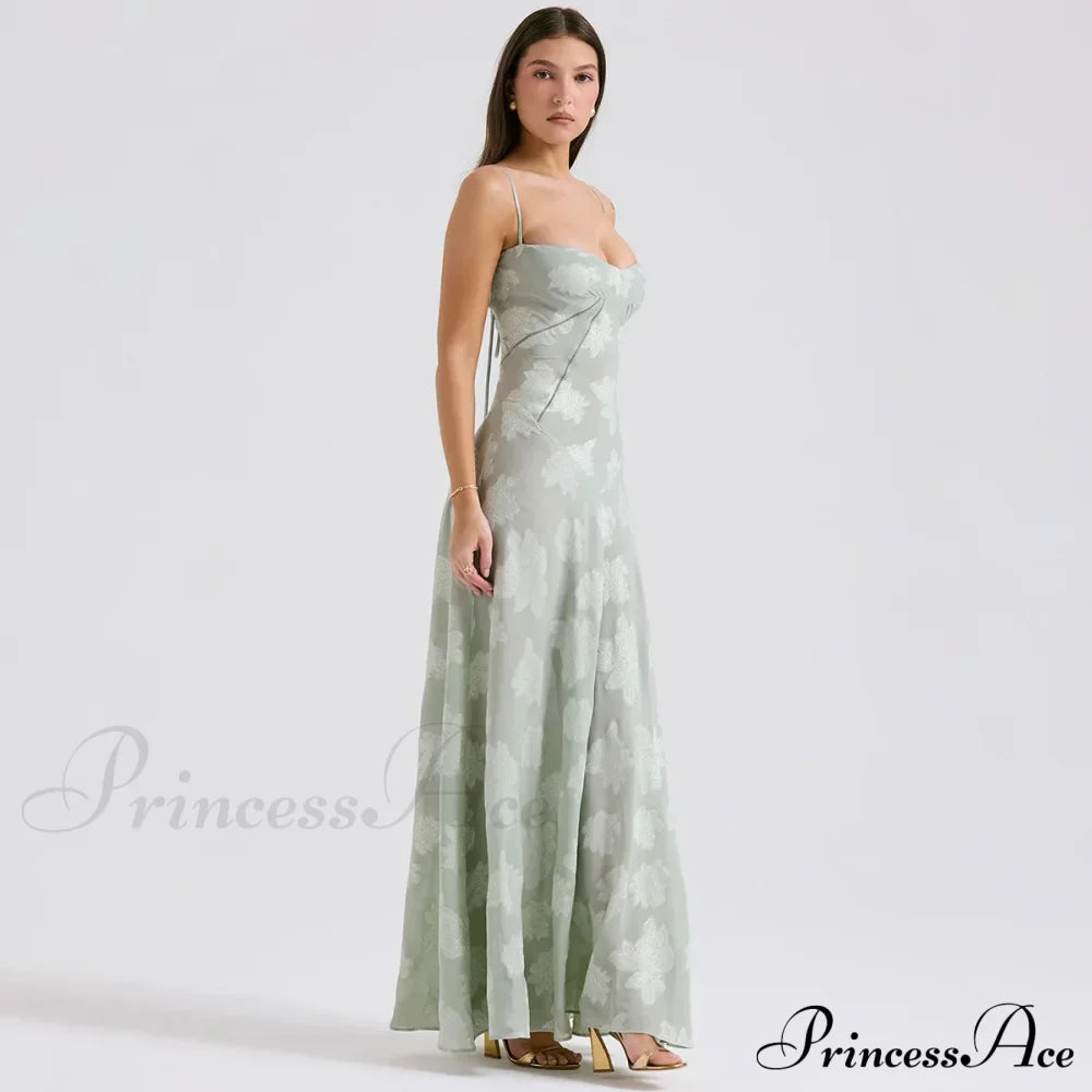 Floral Print Stylish Sheer Maxi Dress