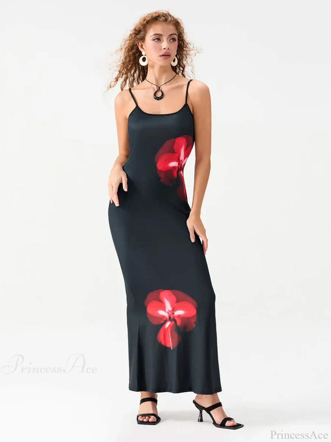 Floral Spaghetti Straps Sleeveless Slip Floral Dress floraldress-250126