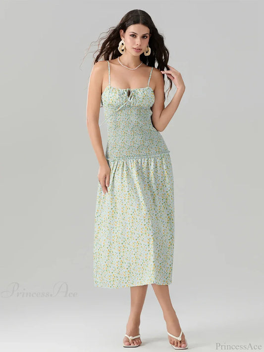 Floral Strawberry Camis Backless Tied Front Floral Dress floraldress-250126