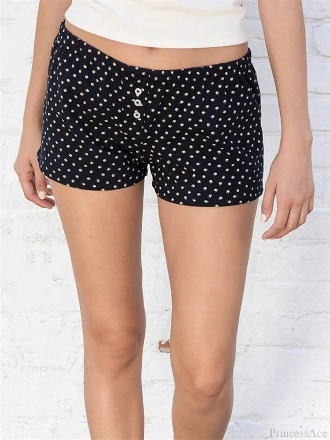 Floral Striped Button Party Short black / S short-250223