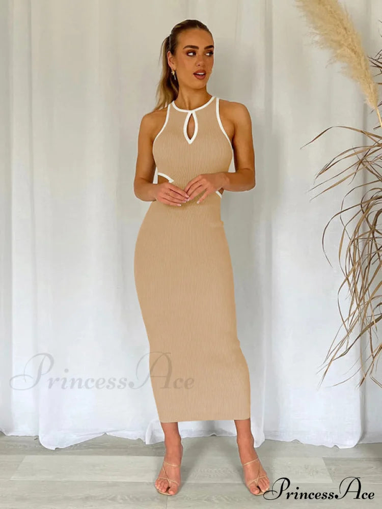 For Gown Figure-Hugging Cutouts Midi Women