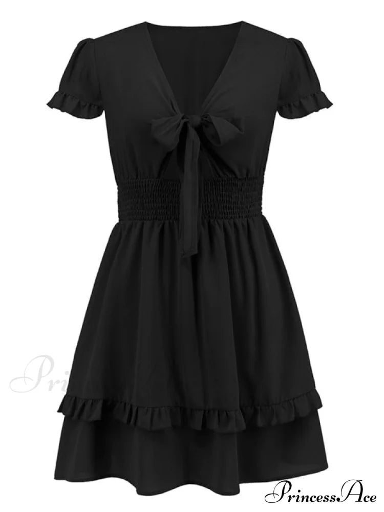 Front Color Mini Crepe Tie For Solid Gown Women