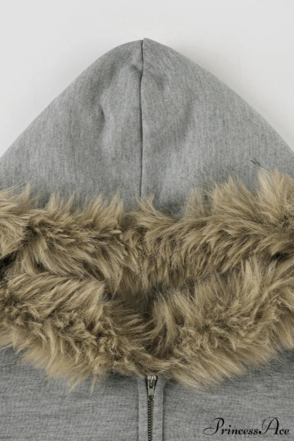 Fuzzy Solid Long Sleeve Zip-Up Hoodie