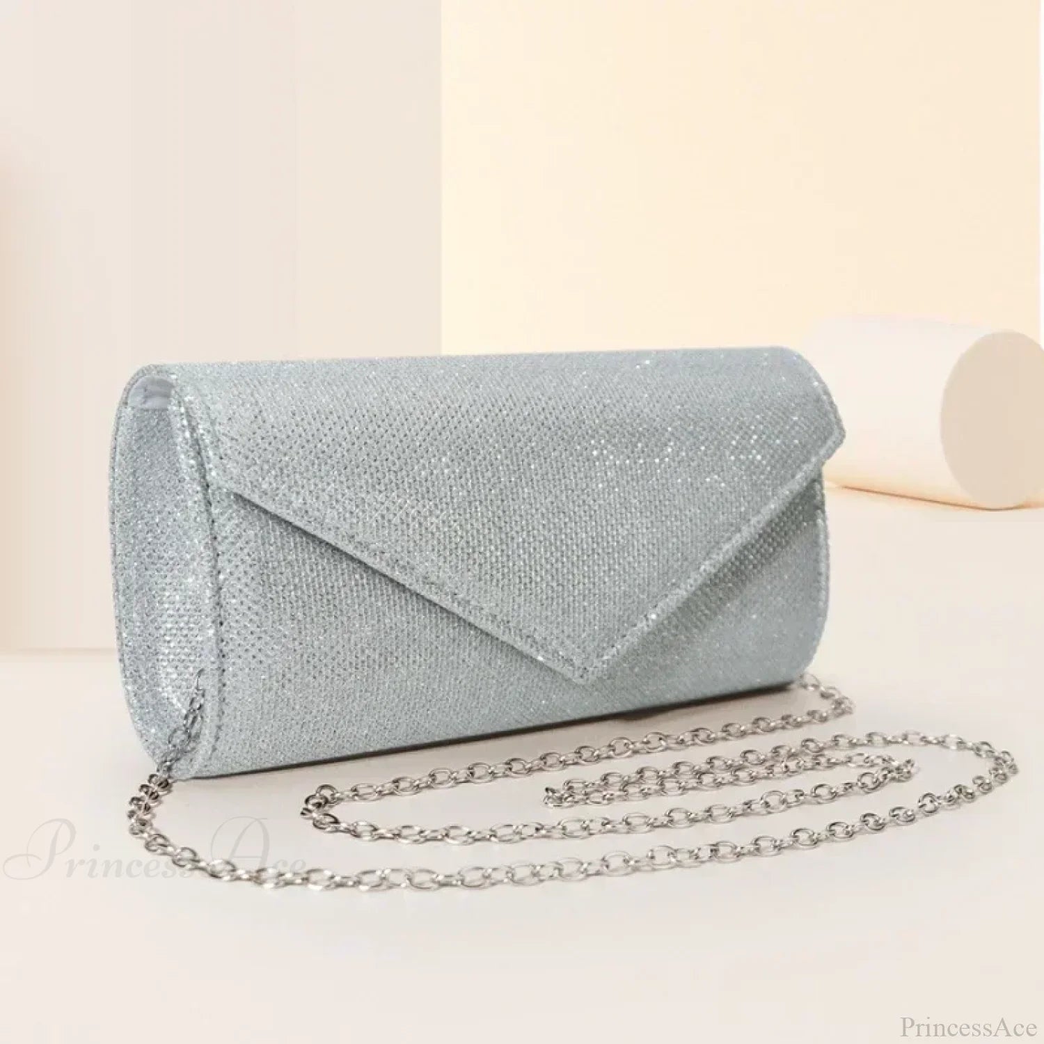 Glitter Envelope Chain Evening Clutch Bag Silver clutchbag-250126