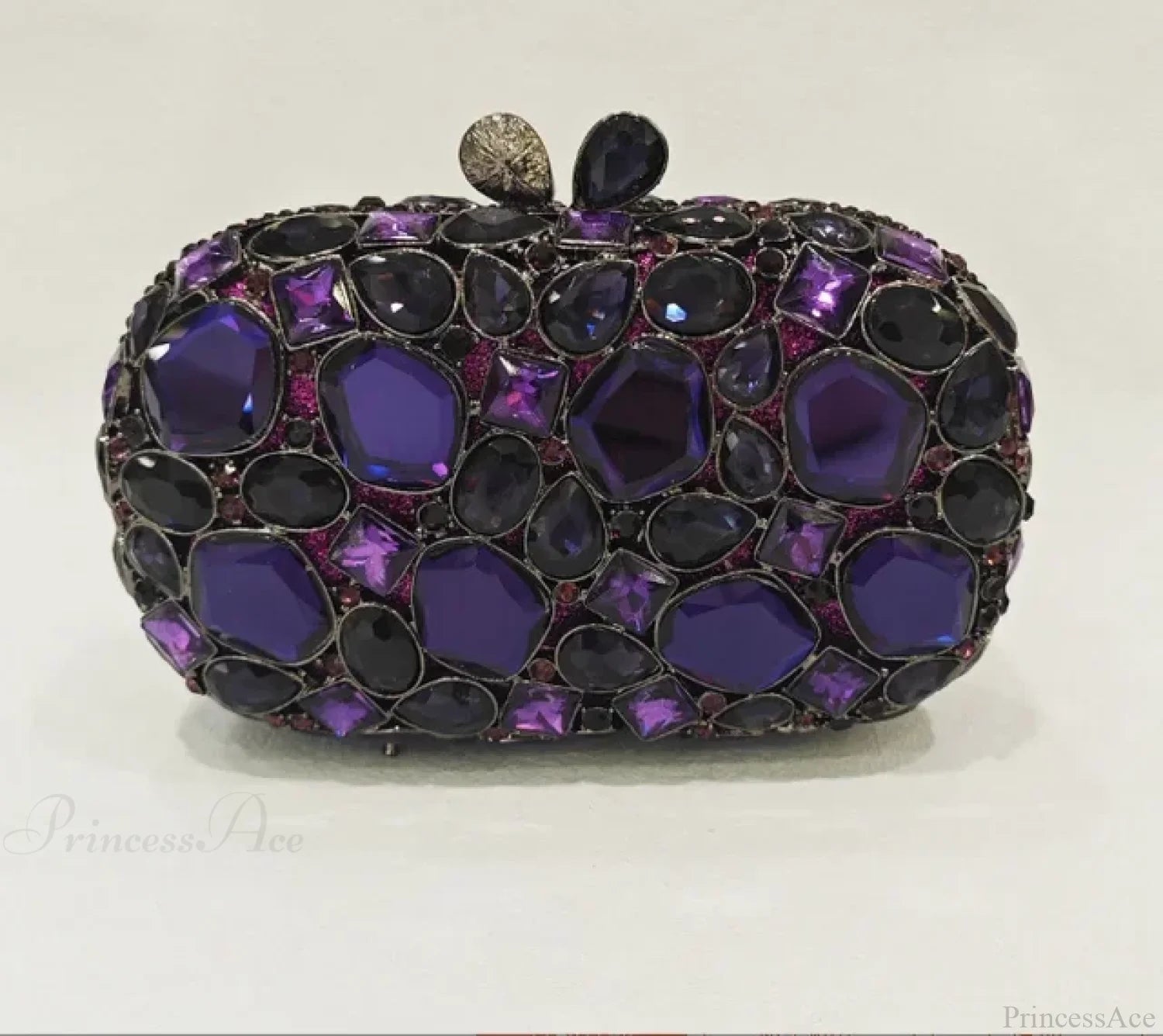 Gold/Silver Crystal Evening Clutch Wristlet Purple wristlet-250126