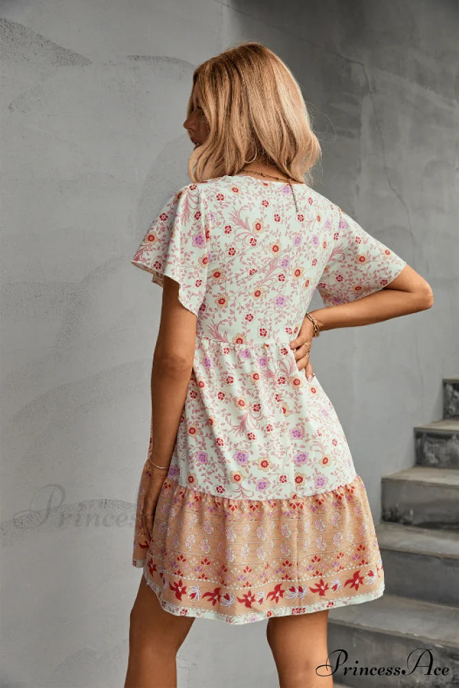 Gown V-Neck With Button Loose Flower Detail Xl / Orange