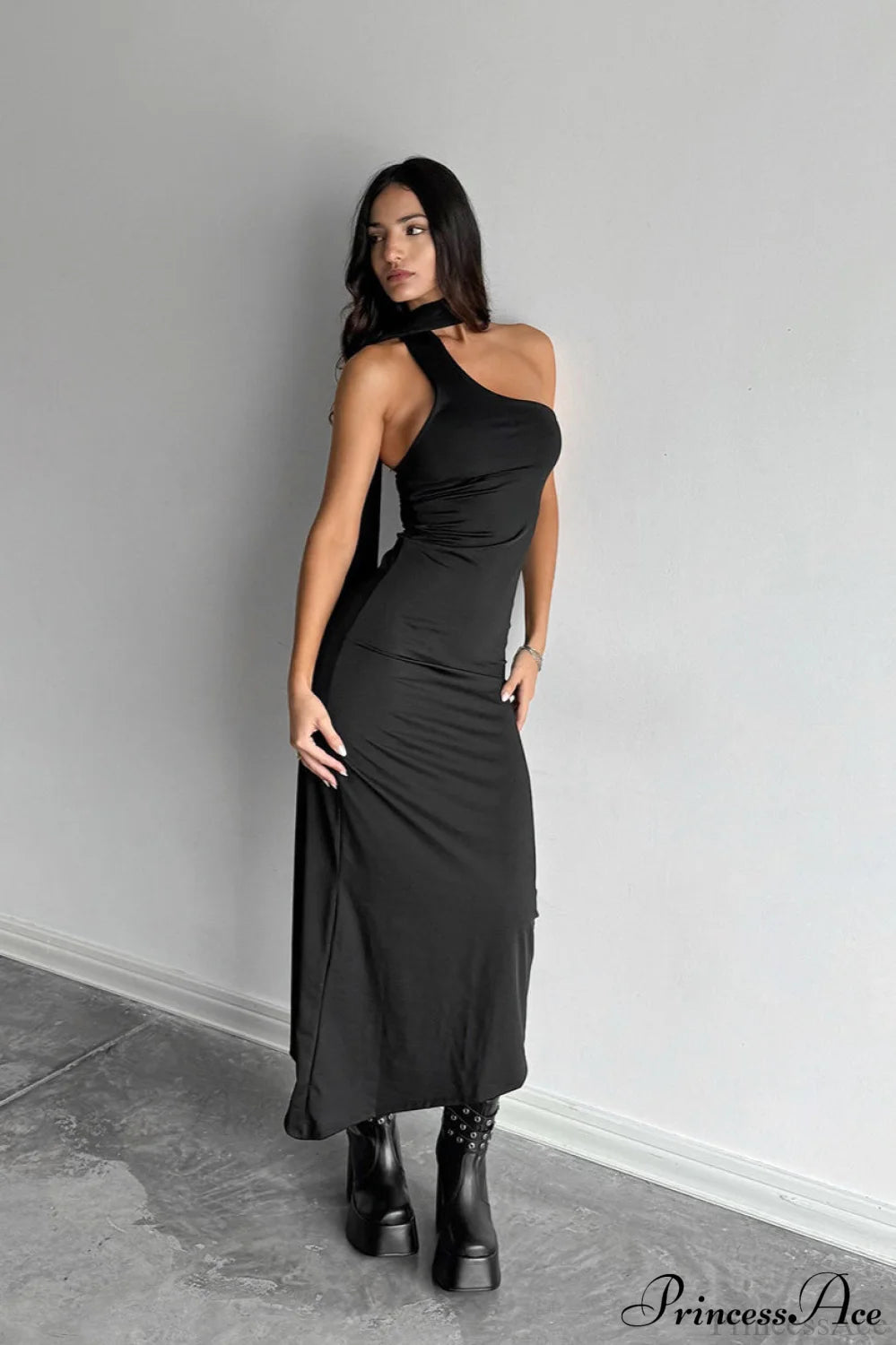 Halter Ruched Bodycon Elegant Maxi Dress