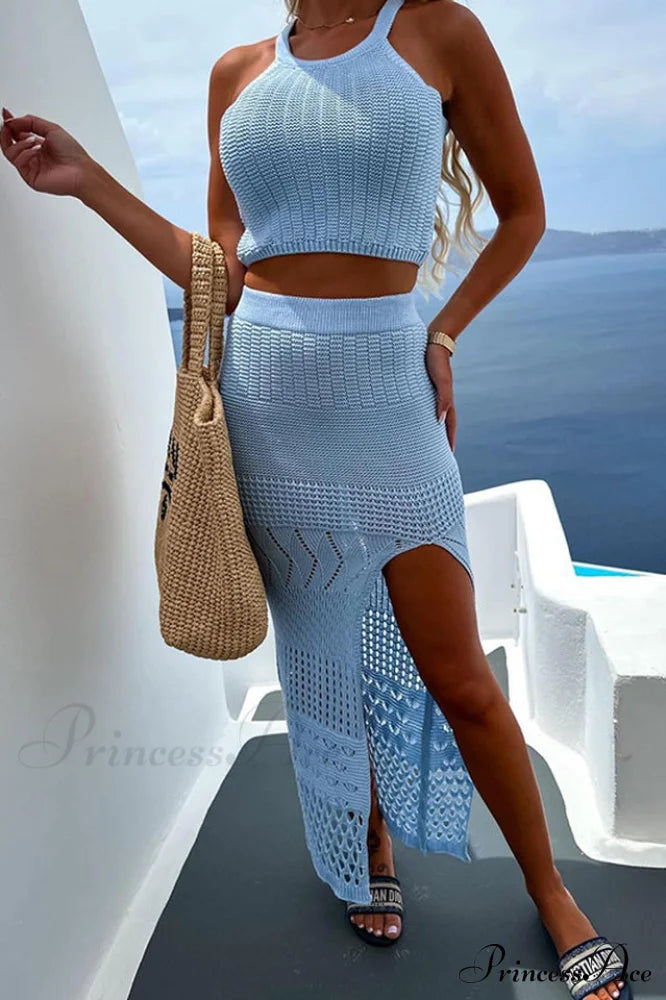 Hannah Knit Crop Charming Top + Skirt Set