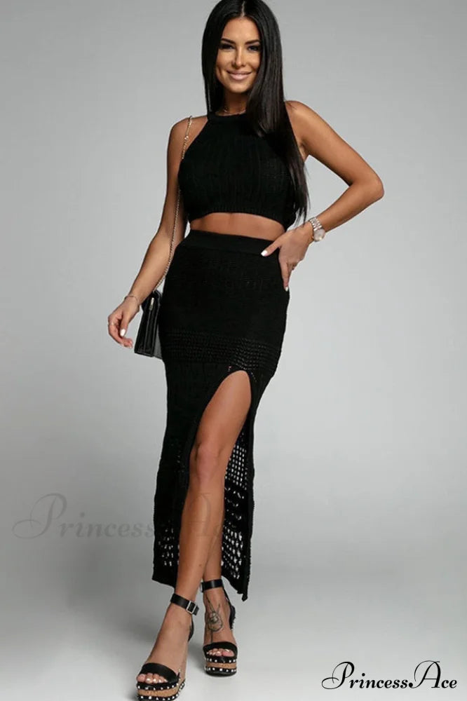 Hannah Knit Crop Top + Skirt Set | Dress In Beauty