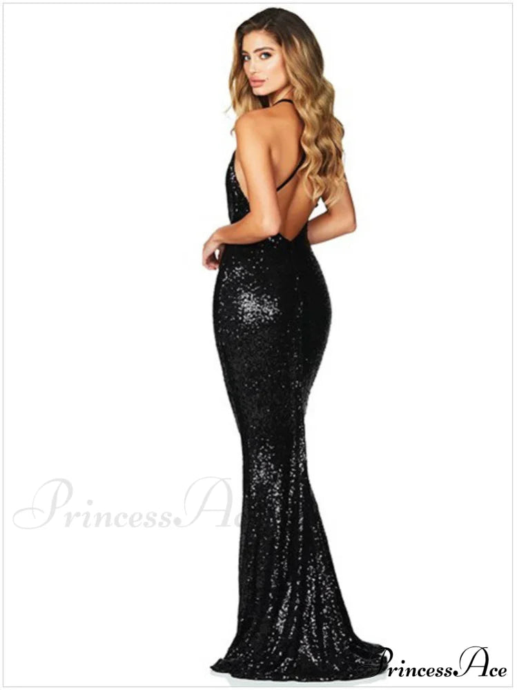 Haven Formal Sequin Charming Scroll Halter Dress S.o. Long Dresses