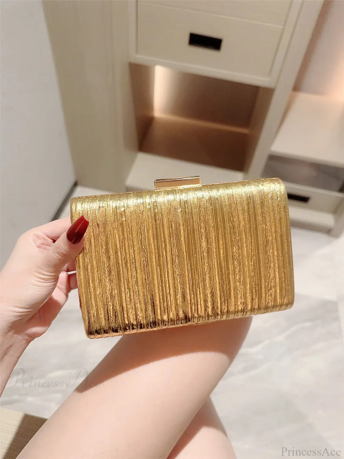 High-End Dinner Pu Clutch Bag Metal Texture Gold / Mini(Max Length<20cm) clutchbag-250126