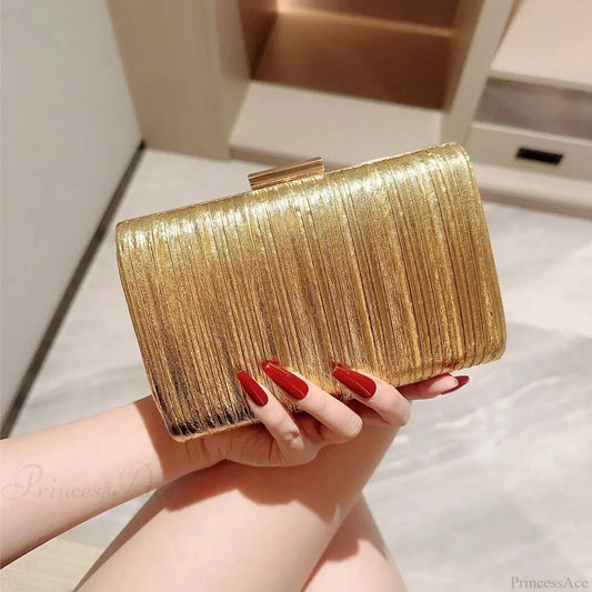 High-End Dinner Pu Clutch Bag Metal Texture Gold / Mini(Max Length<20cm) clutchbag-250126