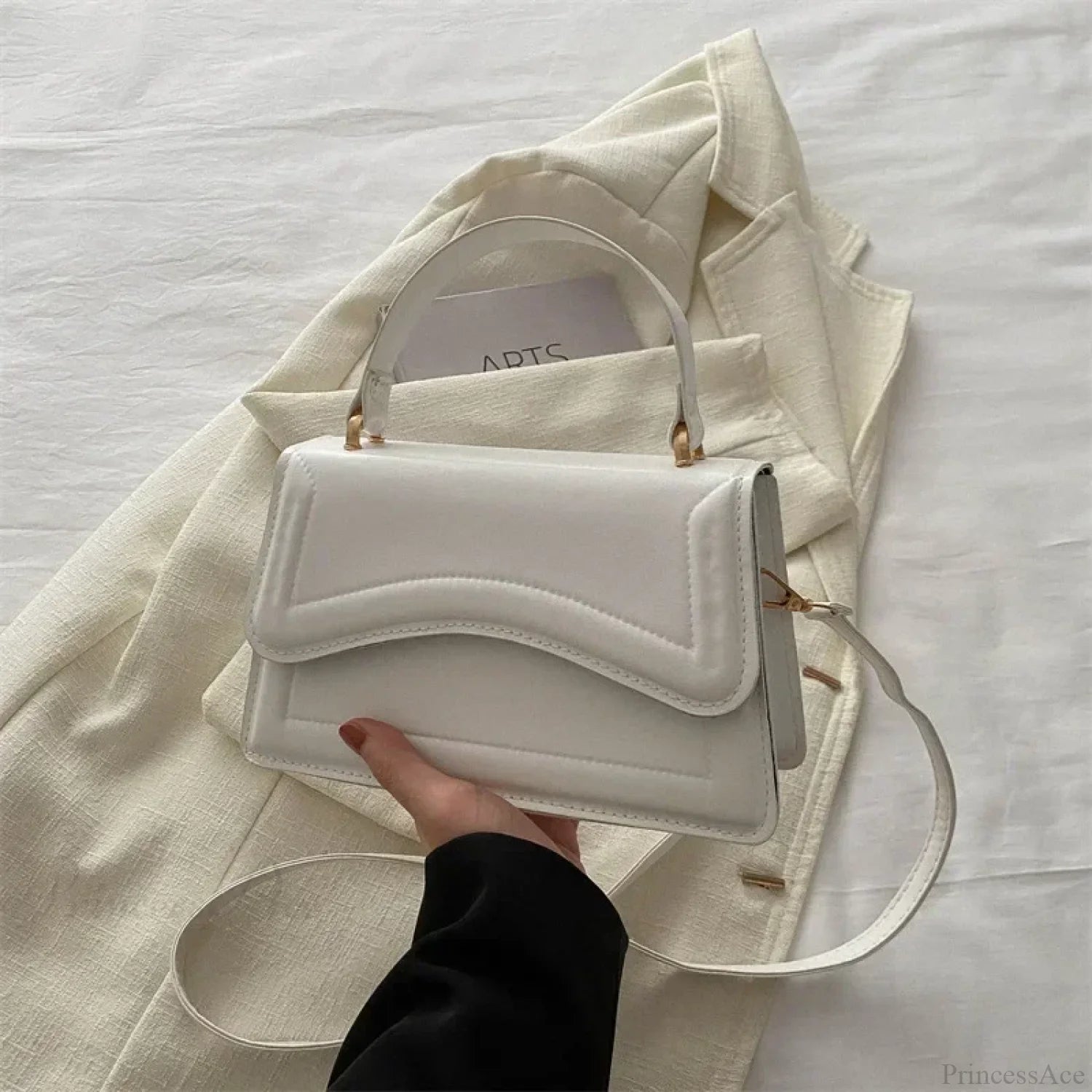 High-Quality PU Leather Small Crossbody White crossbody-250126