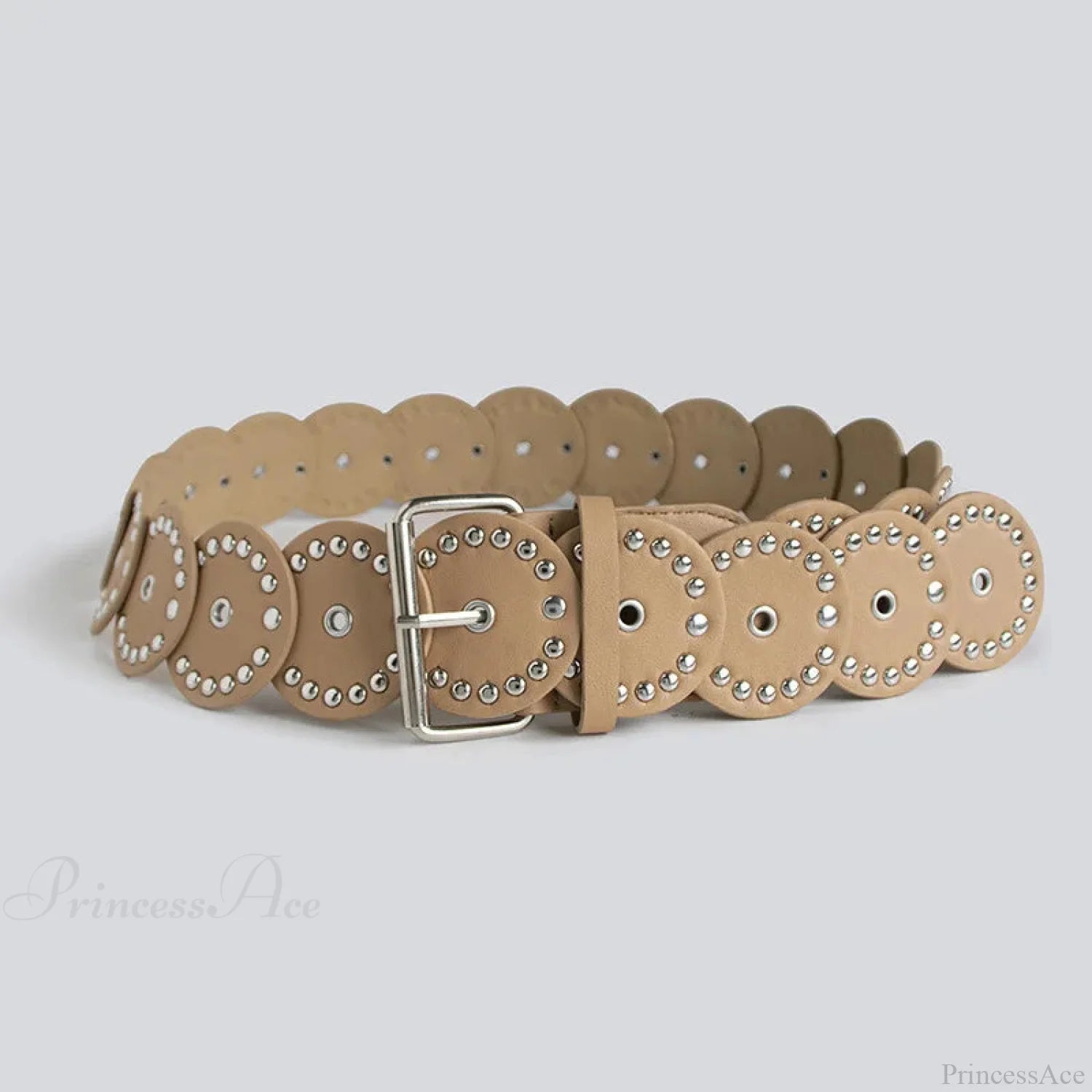Individual Gothic Circular Rivet Waist Belt khaki / 110cm