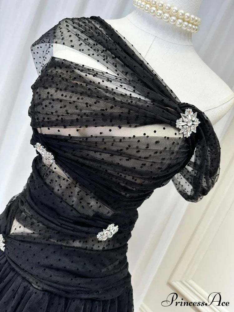 Irregular Polka Dot Charming Mesh Tulle Mini Dress Spliced