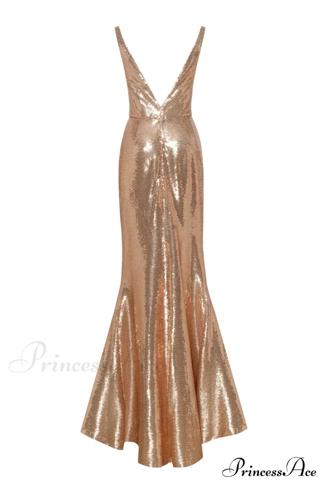 Jaw-Dropping Sequined Lace Maxi Graceful Dress And Gloves Set